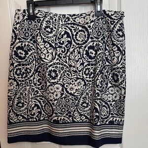 Talbots Navy and Cream Patterned Skirt